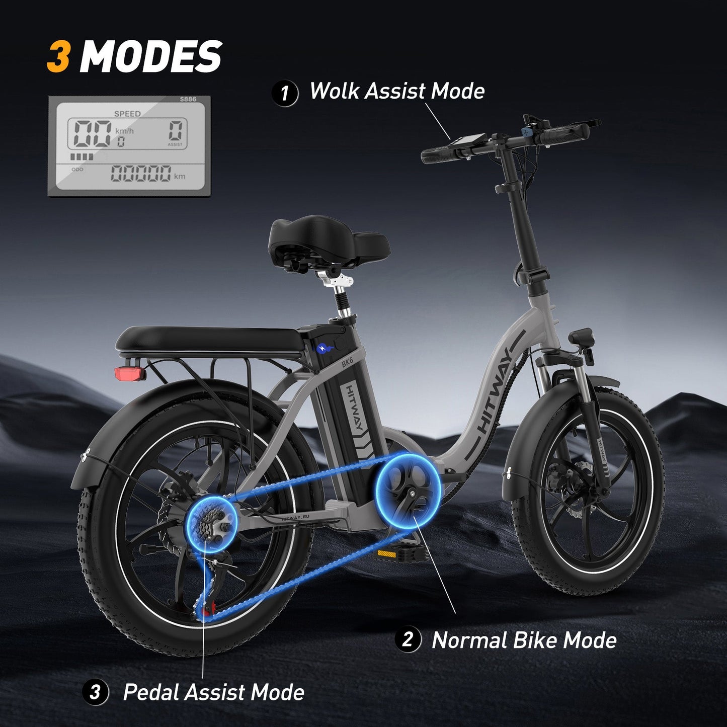 Hitway BK6S Folding Electric Bike – 250W Motor | 12Ah Battery