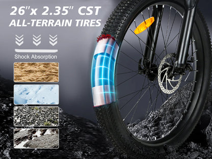 SAMEBIKE LO26-II Electric Mountain Bike – 75+Nm Motor | 48V 14Ah Battery | 26″ Fat Tyres | Dual Suspension | Folding All-Terrain E-Bike | UK Legal Commuter MTB