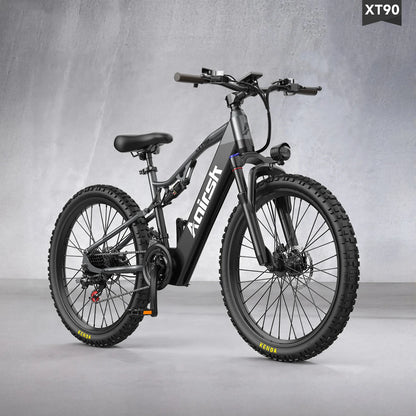 AAIRSK XT9 Electric Mountain Bike – 1500W Peak Motor | 48V 17.5Ah Battery | 26″ × 4.0″ Fat Tyres | Full Suspension | Hydraulic Brakes | Up to 90km Range | All-Terrain E-Bike