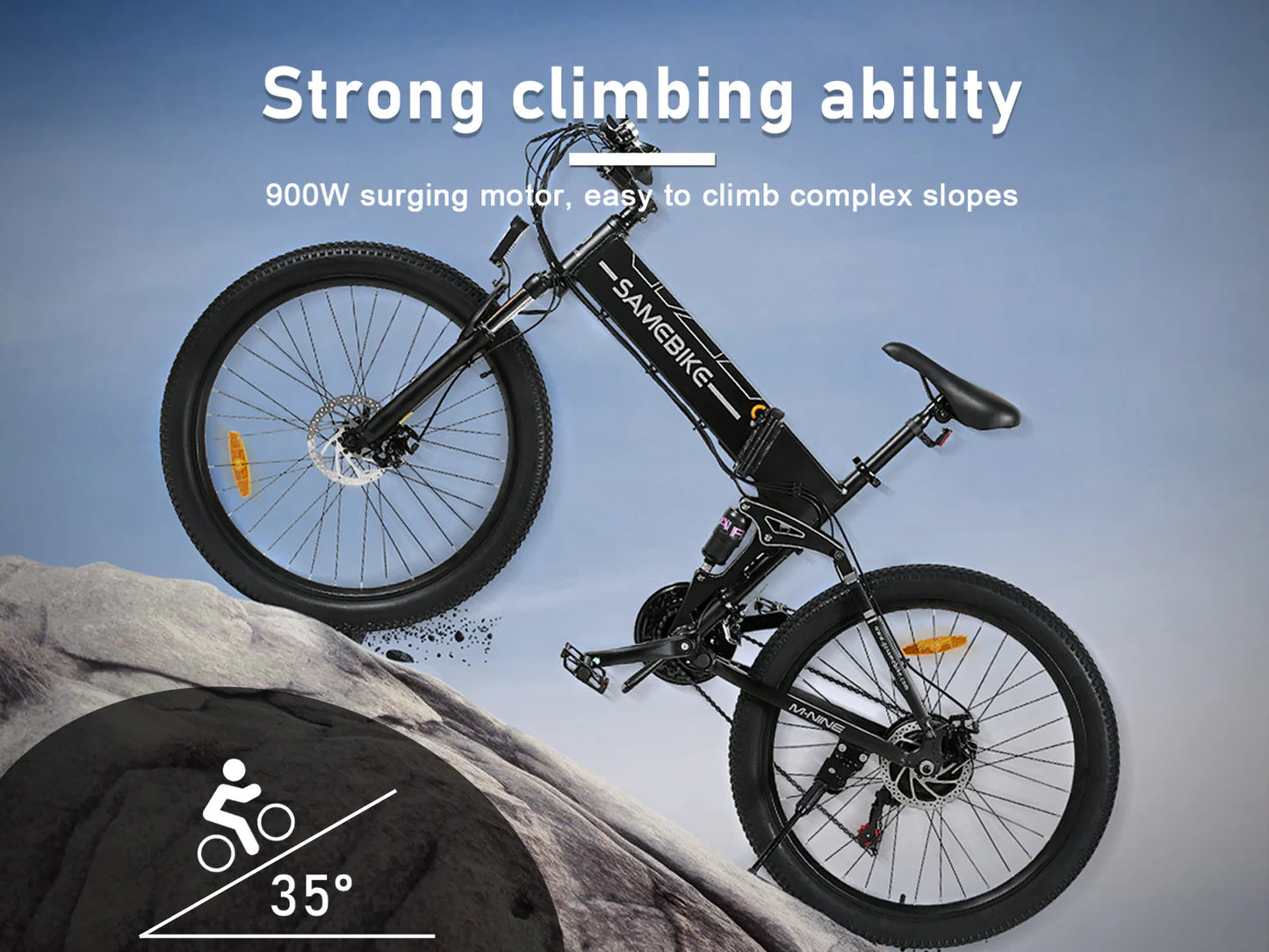 SAMEBIKE LO26-II Electric Mountain Bike – 75+Nm Motor | 48V 14Ah Battery | 26″ Fat Tyres | Dual Suspension | Folding All-Terrain E-Bike | UK Legal Commuter MTB