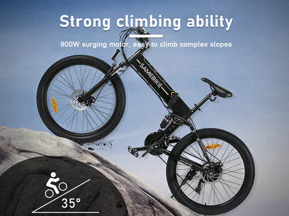 SAMEBIKE LO26-II Electric Mountain Bike – 75+Nm Motor | 48V 14Ah Battery | 26″ Fat Tyres | Dual Suspension | Folding All-Terrain E-Bike | UK Legal Commuter MTB