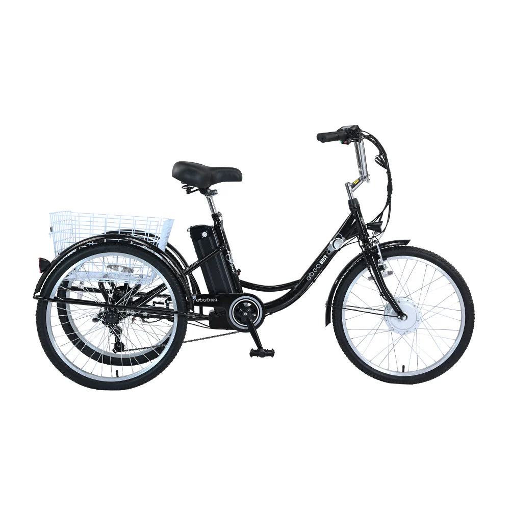GOGOBEST GF100 Electric City Tricycle Cargo E-Bike – 350W Motor | 36V Battery (15Ah / 20Ah Variant) | 24″ Wheels | Rear Cargo Basket | Up to 90km Range | Stable 3-Wheel Utility E-Bike