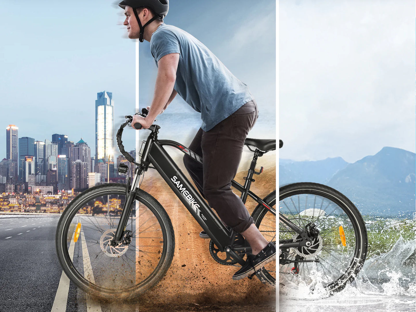 SAMEBIKE RS-A01MEN Urban Electric Bike – 250W Motor | 36V 15Ah Battery | 55Nm Torque | 27.5″ Tyres | Up to 110km Range | City Commuter E-Bike