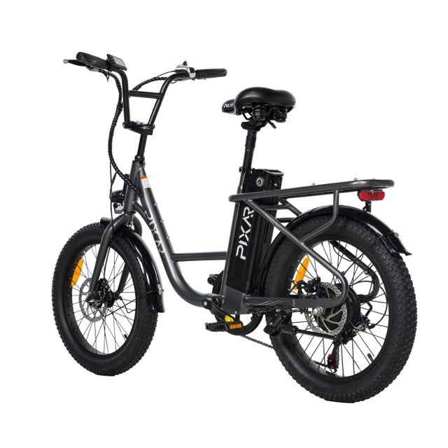PIXAR Fun1 Electric Bike – 350W Motor | 36V 10.4Ah Battery | Fat Tyres | Shimano 7-Speed | Front Suspension | Up to 65km Range | Compact Urban E-Bike