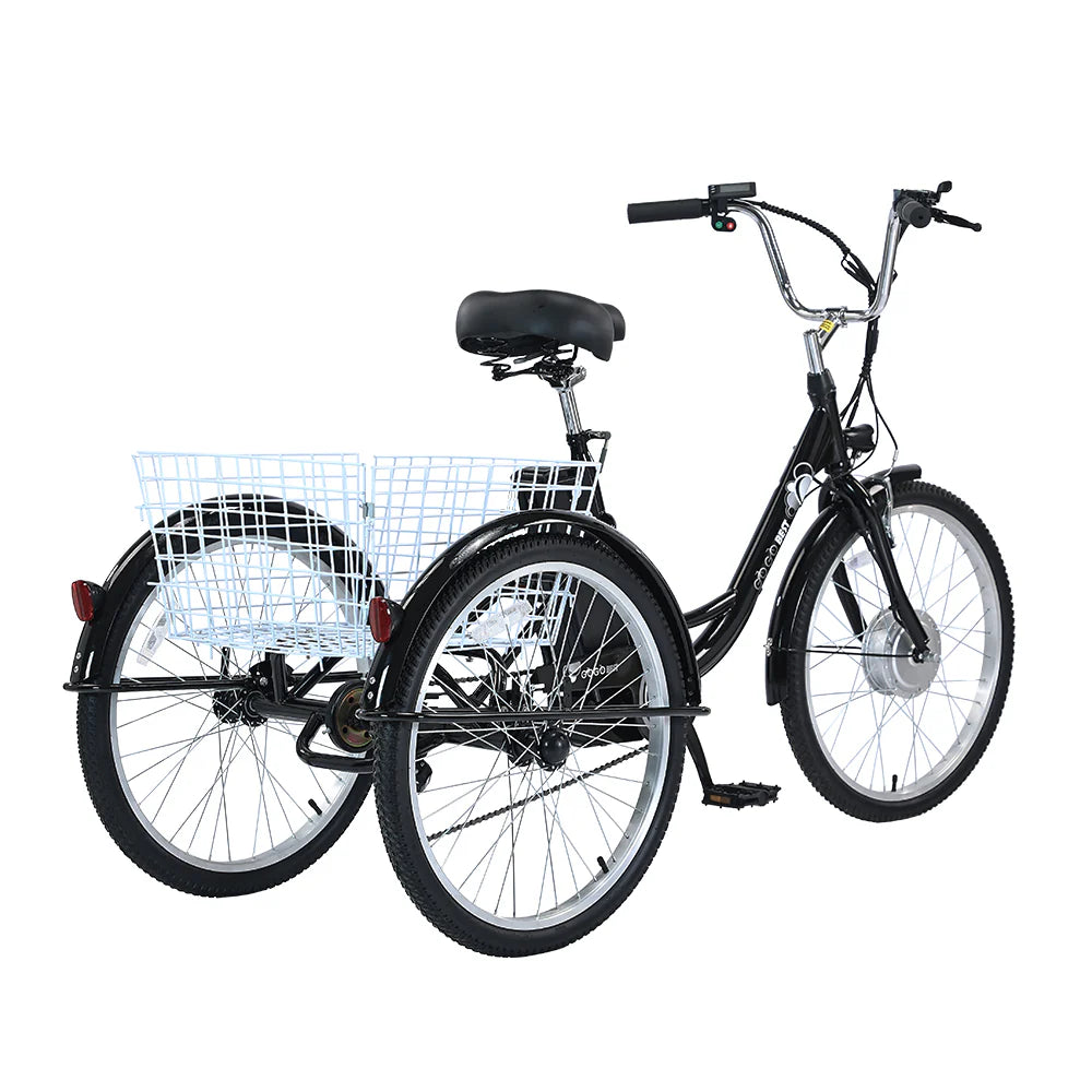 GOGOBEST GF100 Electric City Tricycle Cargo E-Bike – 350W Motor | 36V Battery (15Ah / 20Ah Variant) | 24″ Wheels | Rear Cargo Basket | Up to 90km Range | Stable 3-Wheel Utility E-Bike