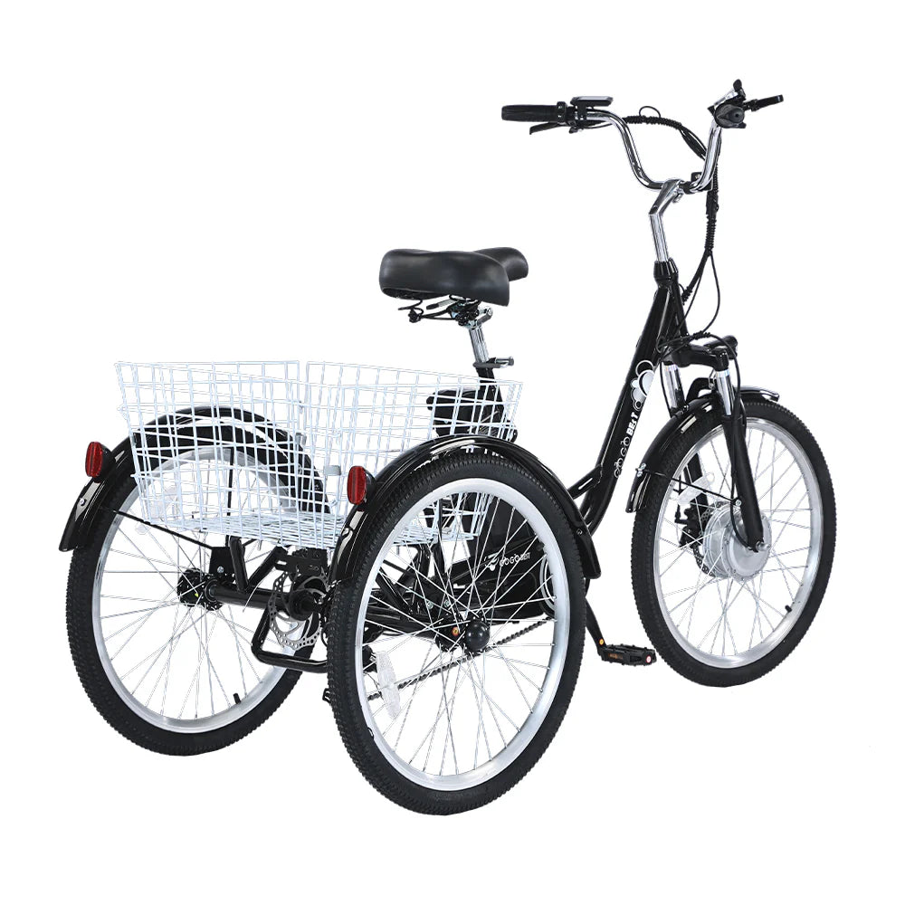 GOGOBEST GF100 Electric City Tricycle Cargo E-Bike – 350W Motor | 36V Battery (15Ah / 20Ah Variant) | 24″ Wheels | Rear Cargo Basket | Up to 90km Range | Stable 3-Wheel Utility E-Bike