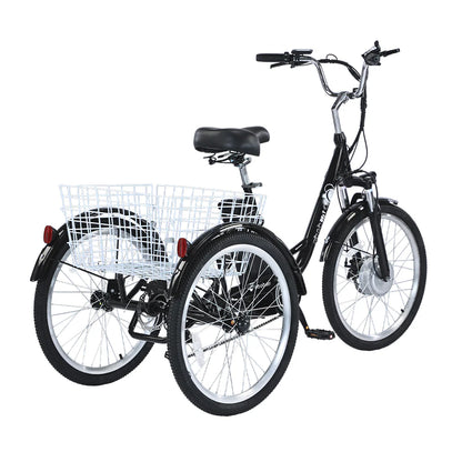 GOGOBEST GF100 Electric City Tricycle Cargo E-Bike – 350W Motor | 36V Battery (15Ah / 20Ah Variant) | 24″ Wheels | Rear Cargo Basket | Up to 90km Range | Stable 3-Wheel Utility E-Bike