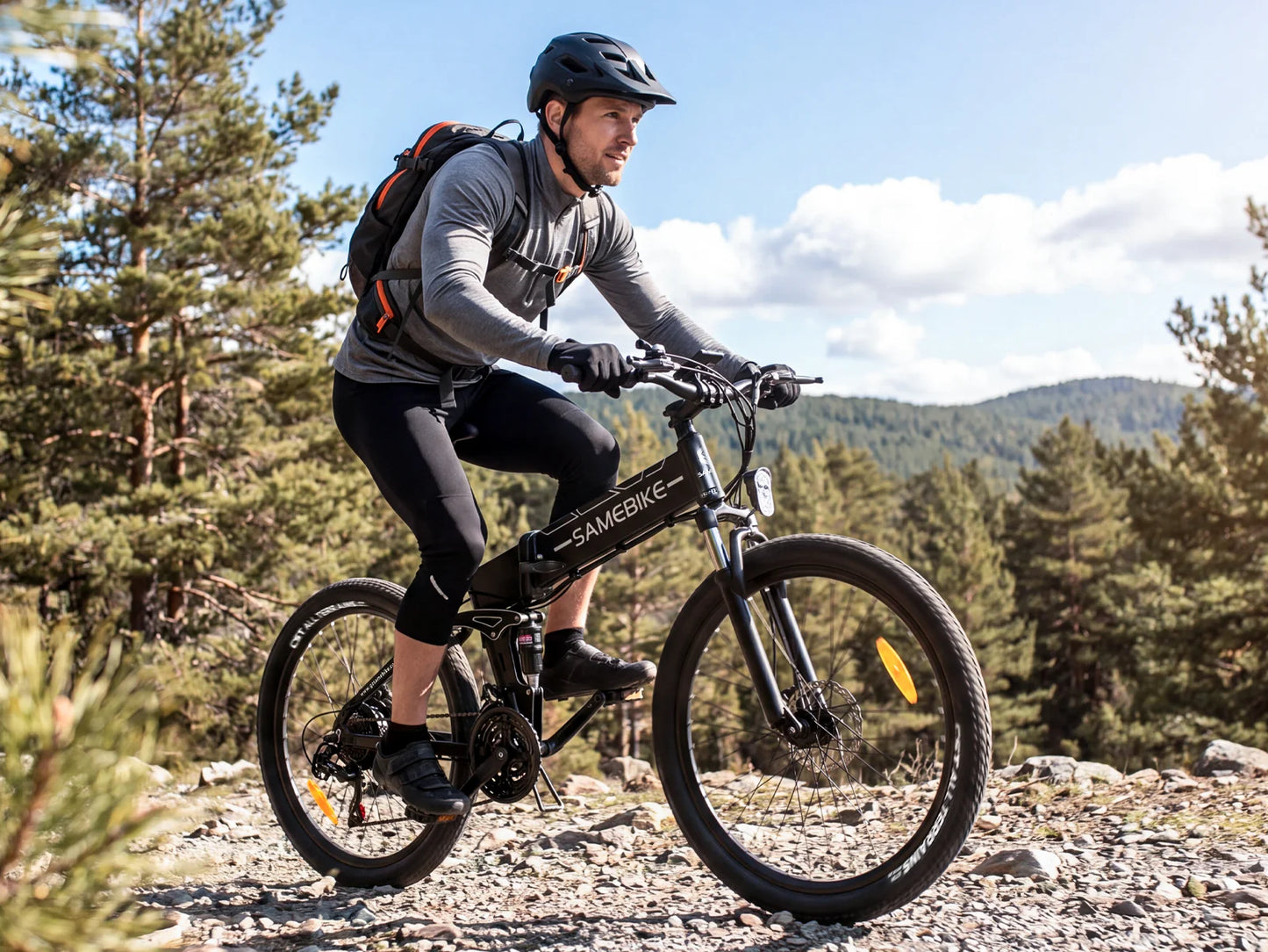 SAMEBIKE LO26-II Electric Mountain Bike – 75+Nm Motor | 48V 14Ah Battery | 26″ Fat Tyres | Dual Suspension | Folding All-Terrain E-Bike | UK Legal Commuter MTB