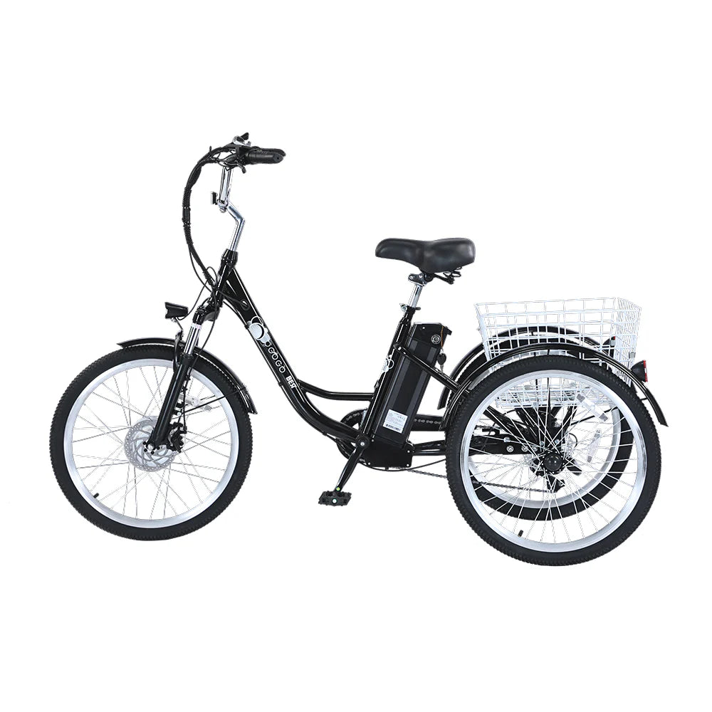GOGOBEST GF100 Electric City Tricycle Cargo E-Bike – 350W Motor | 36V Battery (15Ah / 20Ah Variant) | 24″ Wheels | Rear Cargo Basket | Up to 90km Range | Stable 3-Wheel Utility E-Bike