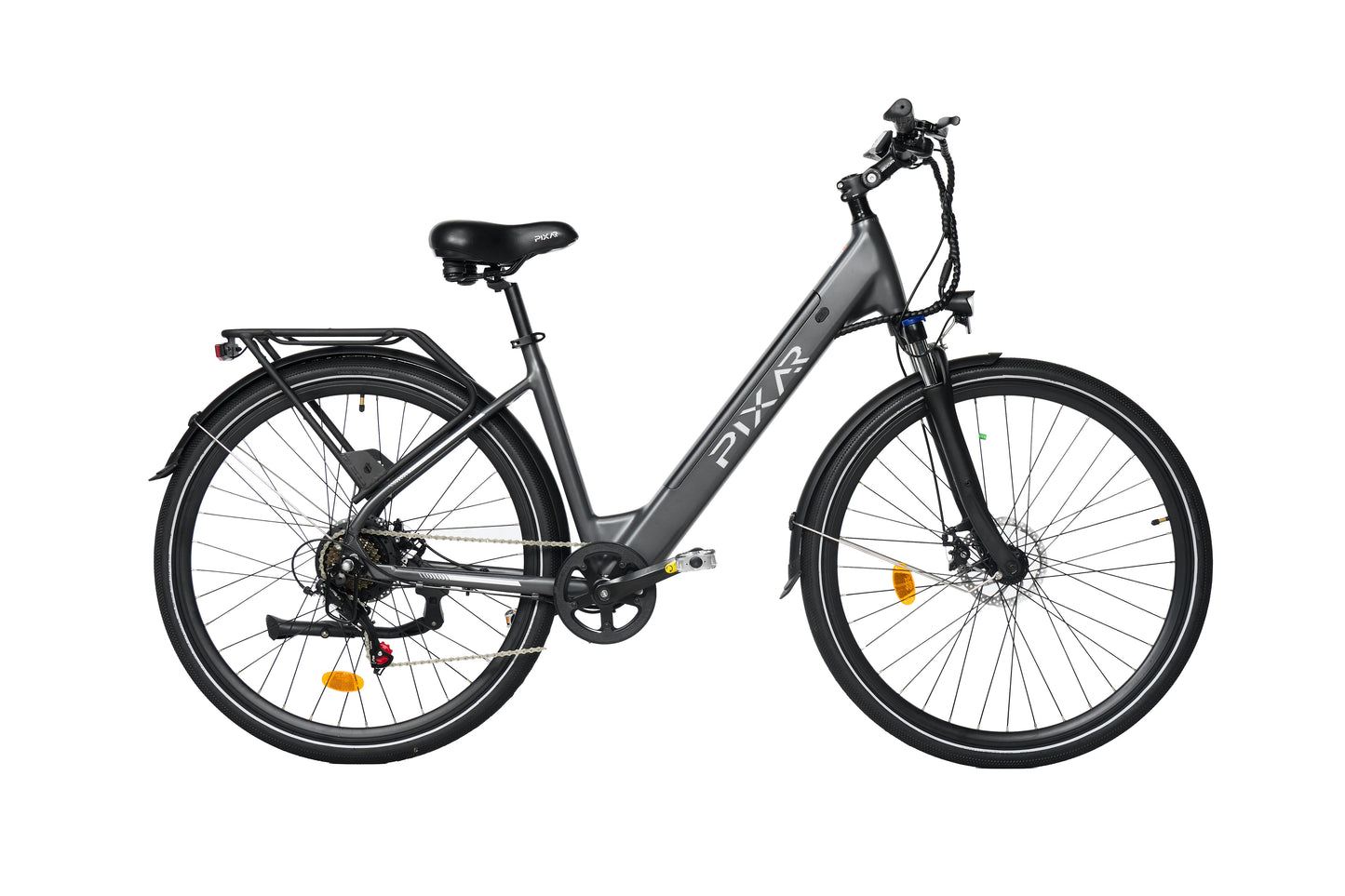 PIXAR City1 Electric Bike – 250W Motor | 36V Battery | Fat Tyres | Shimano 7-Speed | Front Suspension | Urban Commuter E-Bike