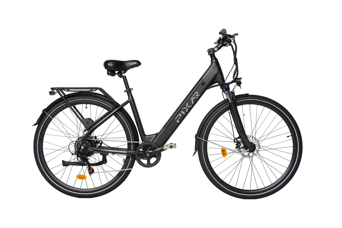 PIXAR City1 Electric Bike – 250W Motor | 36V Battery | Fat Tyres | Shimano 7-Speed | Front Suspension | Urban Commuter E-Bike