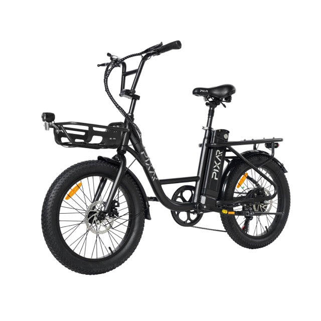 PIXAR Fun1 Electric Bike – 350W Motor | 36V 10.4Ah Battery | Fat Tyres | Shimano 7-Speed | Front Suspension | Up to 65km Range | Compact Urban E-Bike