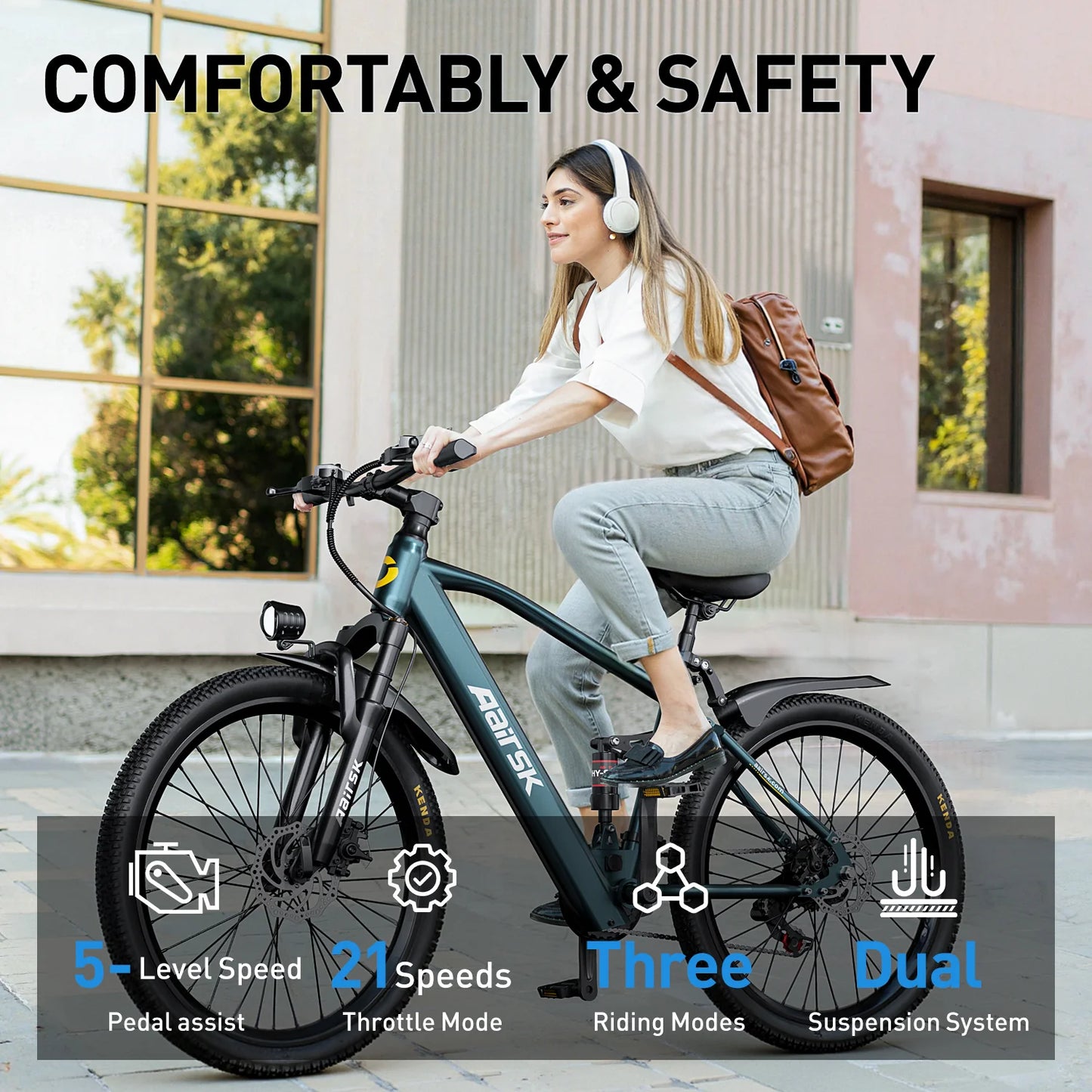 AAIRSK GT900 Electric Mountain Bike – 750W Peak Motor | 48V 15Ah Battery | 26″ × 4.0″ Fat Tyres | Hydraulic Brakes | Up to 80km Range | All-Terrain E-Mountain Bike