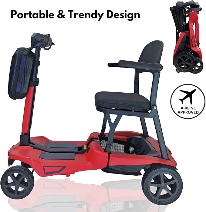 Folding Mobility Scooter – 24V 270W Motor | 24V 10Ah Removable Lithium Battery | Lightweight 18kg Frame | Up to 10 Mile Range | Portable Travel Mobility Scooter
