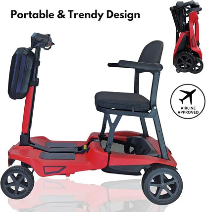 Folding Mobility Scooter – 24V 270W Motor | 24V 10Ah Removable Lithium Battery | Lightweight 18kg Frame | Up to 10 Mile Range | Portable Travel Mobility Scooter