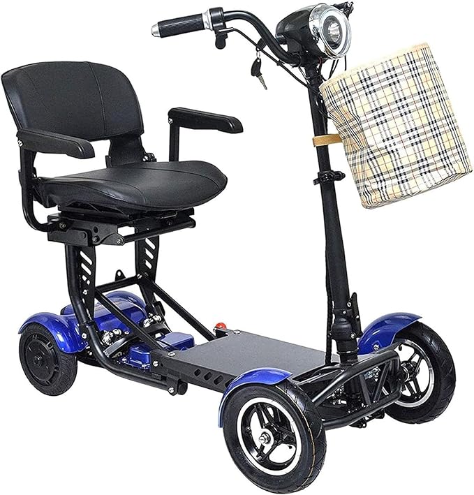 Compact 4-Wheel Mobility Scooter – Folding Design | Adjustable Seat | Portable Travel Scooter | Comfortable Everyday Mobility Aid