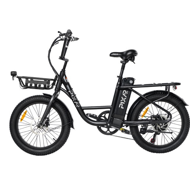 PIXAR Fun1 Electric Bike – 350W Motor | 36V 10.4Ah Battery | Fat Tyres | Shimano 7-Speed | Front Suspension | Up to 65km Range | Compact Urban E-Bike