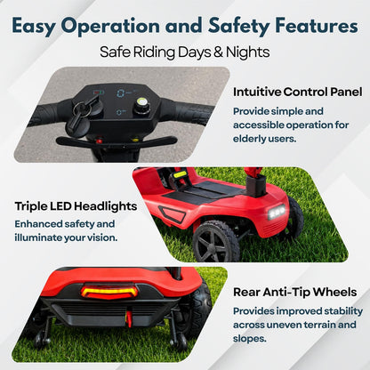 Folding Mobility Scooter – 24V 270W Motor | 24V 10Ah Removable Lithium Battery | Lightweight 18kg Frame | Up to 10 Mile Range | Portable Travel Mobility Scooter