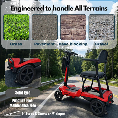 Folding Mobility Scooter – 24V 270W Motor | 24V 10Ah Removable Lithium Battery | Lightweight 18kg Frame | Up to 10 Mile Range | Portable Travel Mobility Scooter