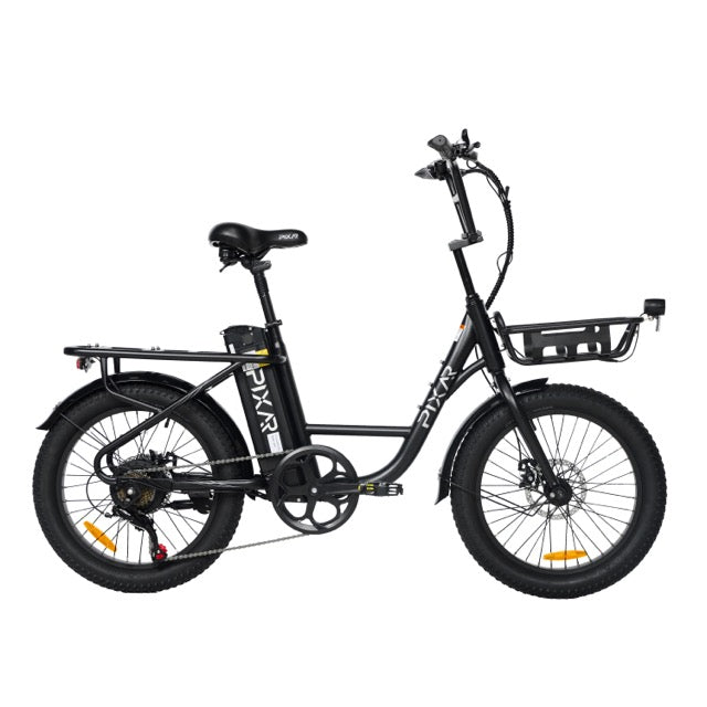 PIXAR Fun1 Electric Bike – 350W Motor | 36V 10.4Ah Battery | Fat Tyres | Shimano 7-Speed | Front Suspension | Up to 65km Range | Compact Urban E-Bike