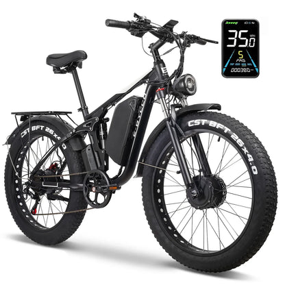 E-BYCCO EB7 Pro Electric Bike – 1000W Dual Motor | 52V 23Ah Battery | 26″ Fat Tyres | Full Suspension | Up to 55km/h High-Performance E-Bike