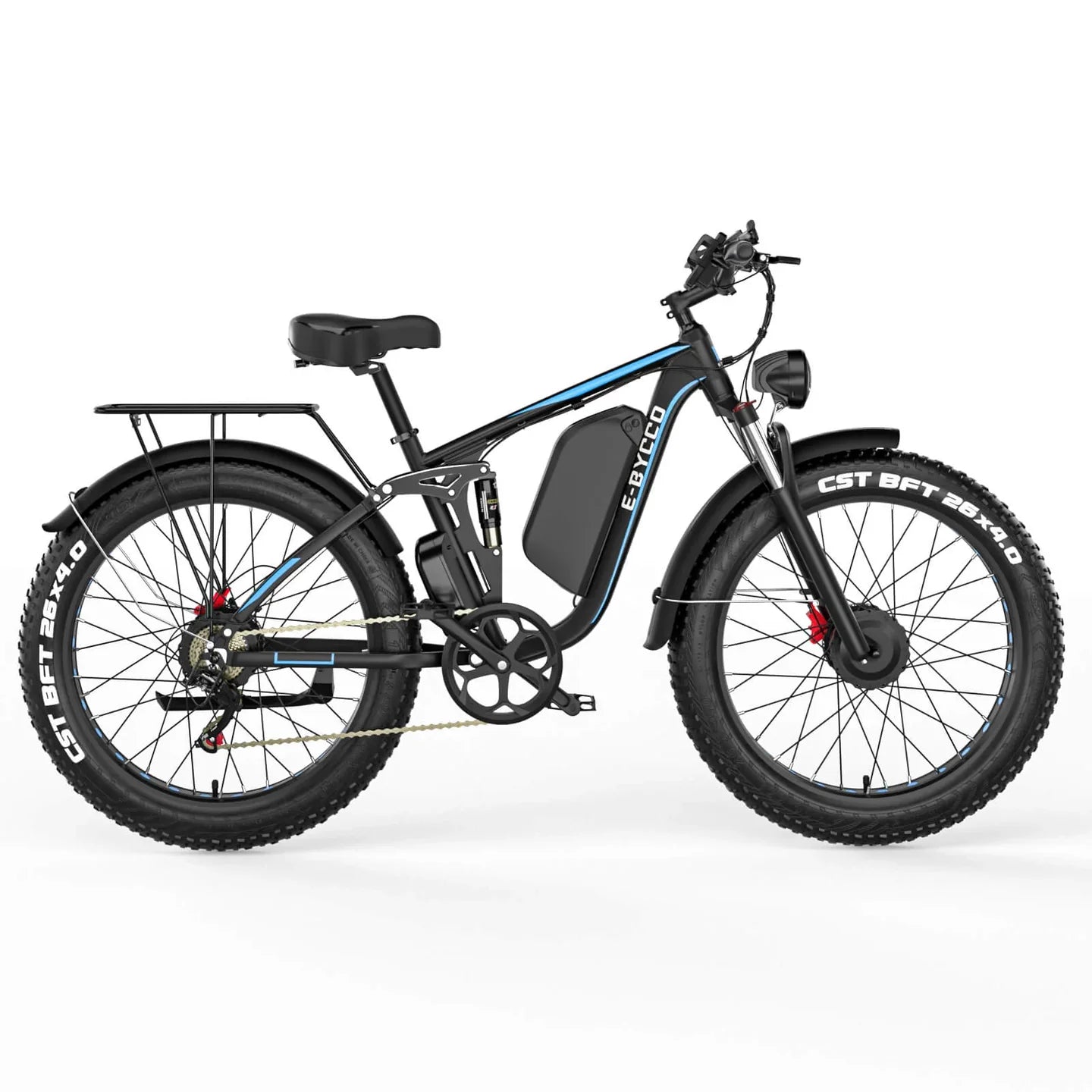 E-BYCCO EB7 Pro Electric Bike – 1000W Dual Motor | 52V 23Ah Battery | 26″ Fat Tyres | Full Suspension | Up to 55km/h High-Performance E-Bike