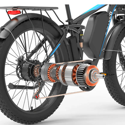 E-BYCCO EB7 Pro Electric Bike – 1000W Dual Motor | 52V 23Ah Battery | 26″ Fat Tyres | Full Suspension | Up to 55km/h High-Performance E-Bike