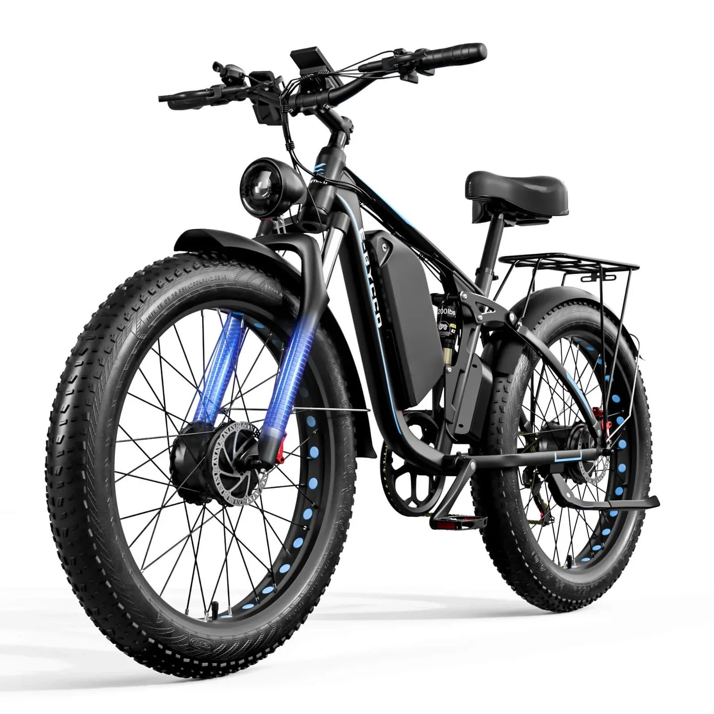 E-BYCCO EB7 Pro Electric Bike – 1000W Dual Motor | 52V 23Ah Battery | 26″ Fat Tyres | Full Suspension | Up to 55km/h High-Performance E-Bike