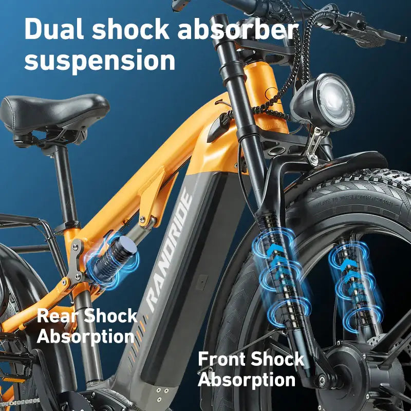 RANDRIDE YX80M-2 Dual Motor Electric Bike – 2000W Dual Motors | 48V 20Ah Battery | 26″ × 4.0″ Fat Tyres | Hydraulic Brakes | Full Suspension E-Mountain Bike