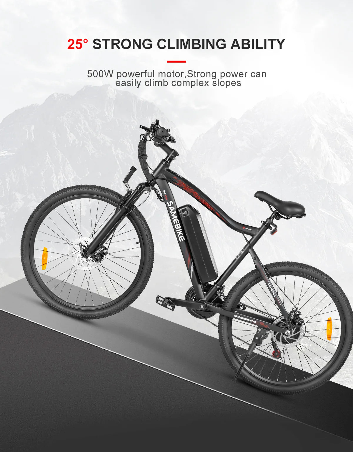 SAMEBIKE SY26-II Electric Bike – 250W Motor | 36V 13Ah Battery | 55Nm Torque | 26″ Tyres | Dual Suspension | Up to 90km Range | Urban Commuter MTB