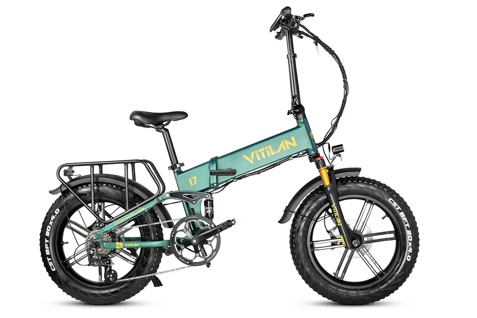 VITILAN i7 Pro 3.0 Electric Bike – 750W Motor | 48V 20Ah Samsung Battery | Full Suspension | 20″ × 4.0″ Fat Tyres | Folding All-Terrain E-Bike
