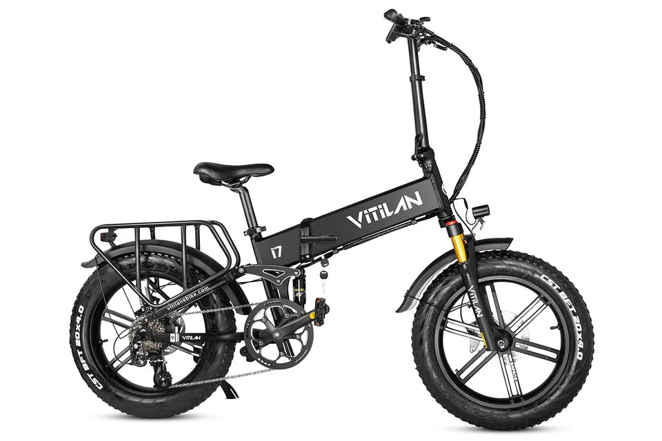VITILAN i7 Pro 3.0 Electric Bike – 750W Motor | 48V 20Ah Samsung Battery | Full Suspension | 20″ × 4.0″ Fat Tyres | Folding All-Terrain E-Bike