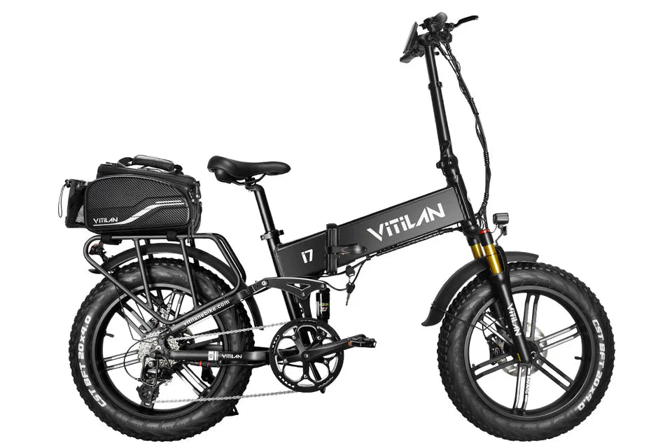 VITILAN i7 Pro 3.0 Electric Bike – 750W Motor | 48V 20Ah Samsung Battery | Full Suspension | 20″ × 4.0″ Fat Tyres | Folding All-Terrain E-Bike