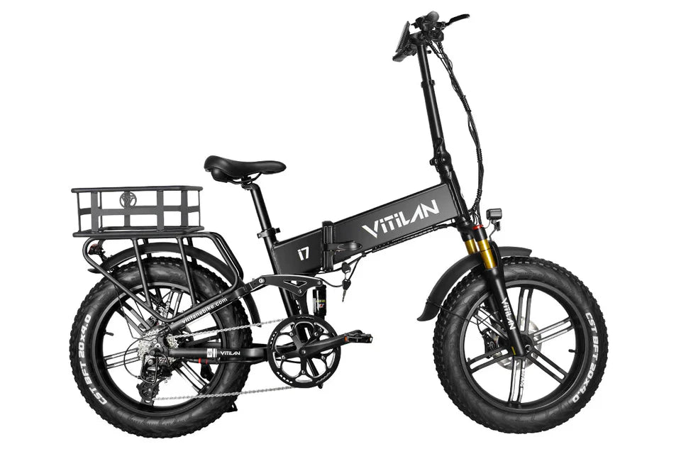 VITILAN i7 Pro 3.0 Electric Bike – 750W Motor | 48V 20Ah Samsung Battery | Full Suspension | 20″ × 4.0″ Fat Tyres | Folding All-Terrain E-Bike