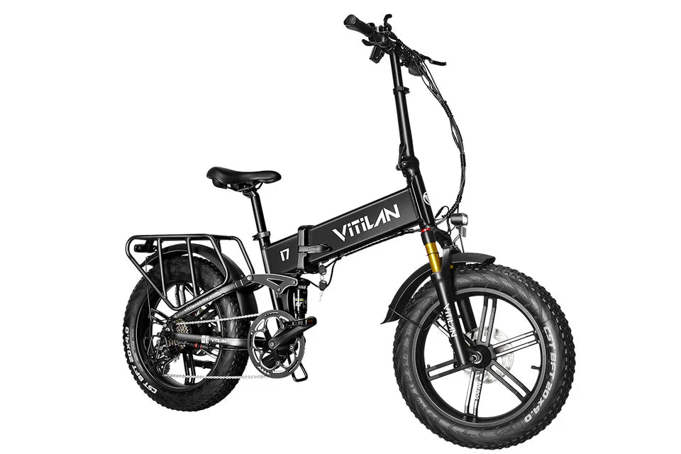VITILAN i7 Pro 3.0 Electric Bike – 750W Motor | 48V 20Ah Samsung Battery | Full Suspension | 20″ × 4.0″ Fat Tyres | Folding All-Terrain E-Bike