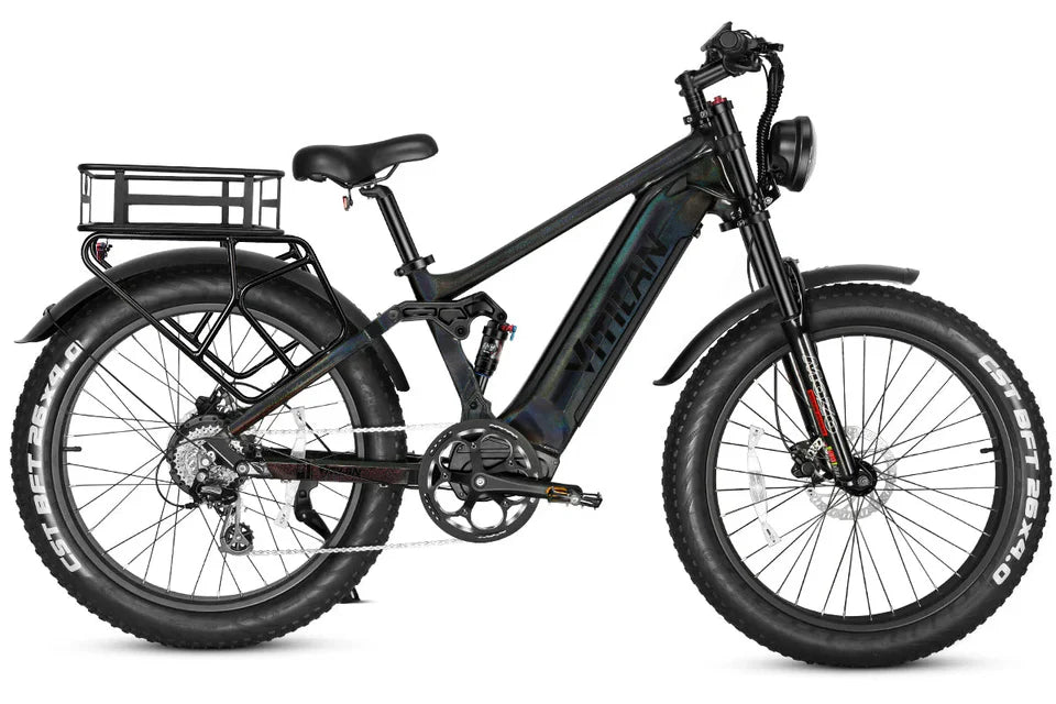 VITILAN T7 Full Suspension Electric Bike – 1000W Motor | 48V 20Ah Samsung Battery | Full Suspension | 26″ Fat Tyres | All-Terrain Mountain E-Bike