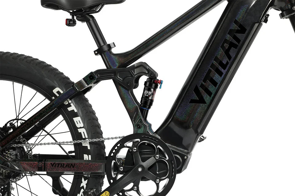 VITILAN T7 Full Suspension Electric Bike – 1000W Motor | 48V 20Ah Samsung Battery | Full Suspension | 26″ Fat Tyres | All-Terrain Mountain E-Bike