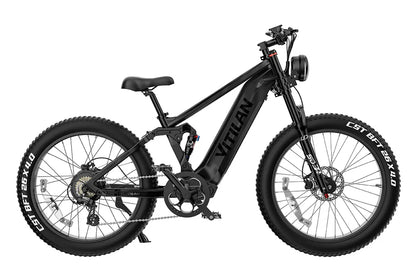 VITILAN T7 Full Suspension Electric Bike – 1000W Motor | 48V 20Ah Samsung Battery | Full Suspension | 26″ Fat Tyres | All-Terrain Mountain E-Bike