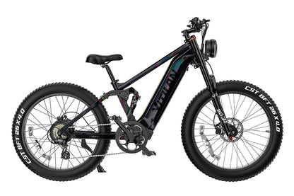 VITILAN T7 Full Suspension Electric Bike – 1000W Motor | 48V 20Ah Samsung Battery | Full Suspension | 26″ Fat Tyres | All-Terrain Mountain E-Bike