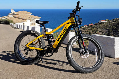 VITILAN T7 Full Suspension Electric Bike – 1000W Motor | 48V 20Ah Samsung Battery | Full Suspension | 26″ Fat Tyres | All-Terrain Mountain E-Bike