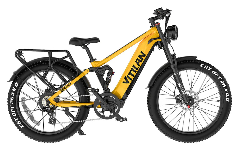 VITILAN T7 Full Suspension Electric Bike – 1000W Motor | 48V 20Ah Samsung Battery | Full Suspension | 26″ Fat Tyres | All-Terrain Mountain E-Bike