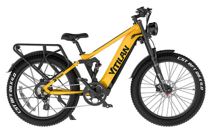 VITILAN T7 Full Suspension Electric Bike – 1000W Motor | 48V 20Ah Samsung Battery | Full Suspension | 26″ Fat Tyres | All-Terrain Mountain E-Bike