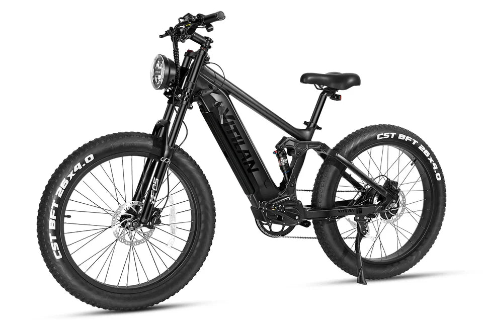 VITILAN T7 Full Suspension Electric Bike – 1000W Motor | 48V 20Ah Samsung Battery | Full Suspension | 26″ Fat Tyres | All-Terrain Mountain E-Bike