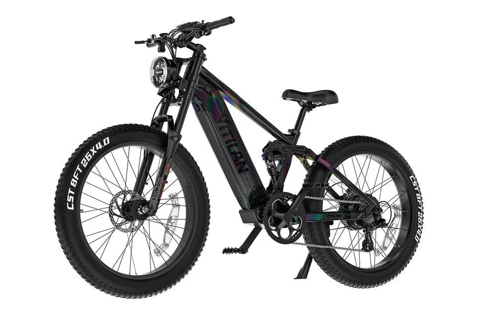 VITILAN T7 Full Suspension Electric Bike – 1000W Motor | 48V 20Ah Samsung Battery | Full Suspension | 26″ Fat Tyres | All-Terrain Mountain E-Bike