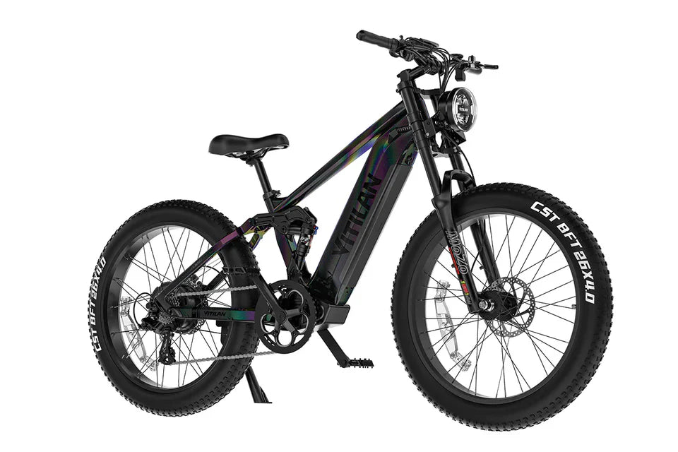 VITILAN T7 Full Suspension Electric Bike – 1000W Motor | 48V 20Ah Samsung Battery | Full Suspension | 26″ Fat Tyres | All-Terrain Mountain E-Bike
