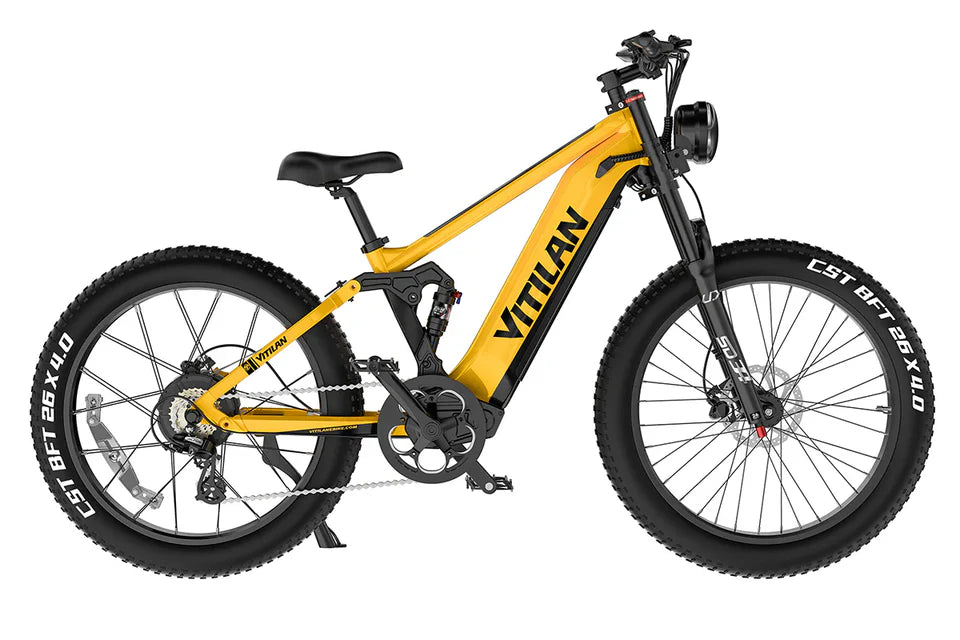 VITILAN T7 Full Suspension Electric Bike – 1000W Motor | 48V 20Ah Samsung Battery | Full Suspension | 26″ Fat Tyres | All-Terrain Mountain E-Bike