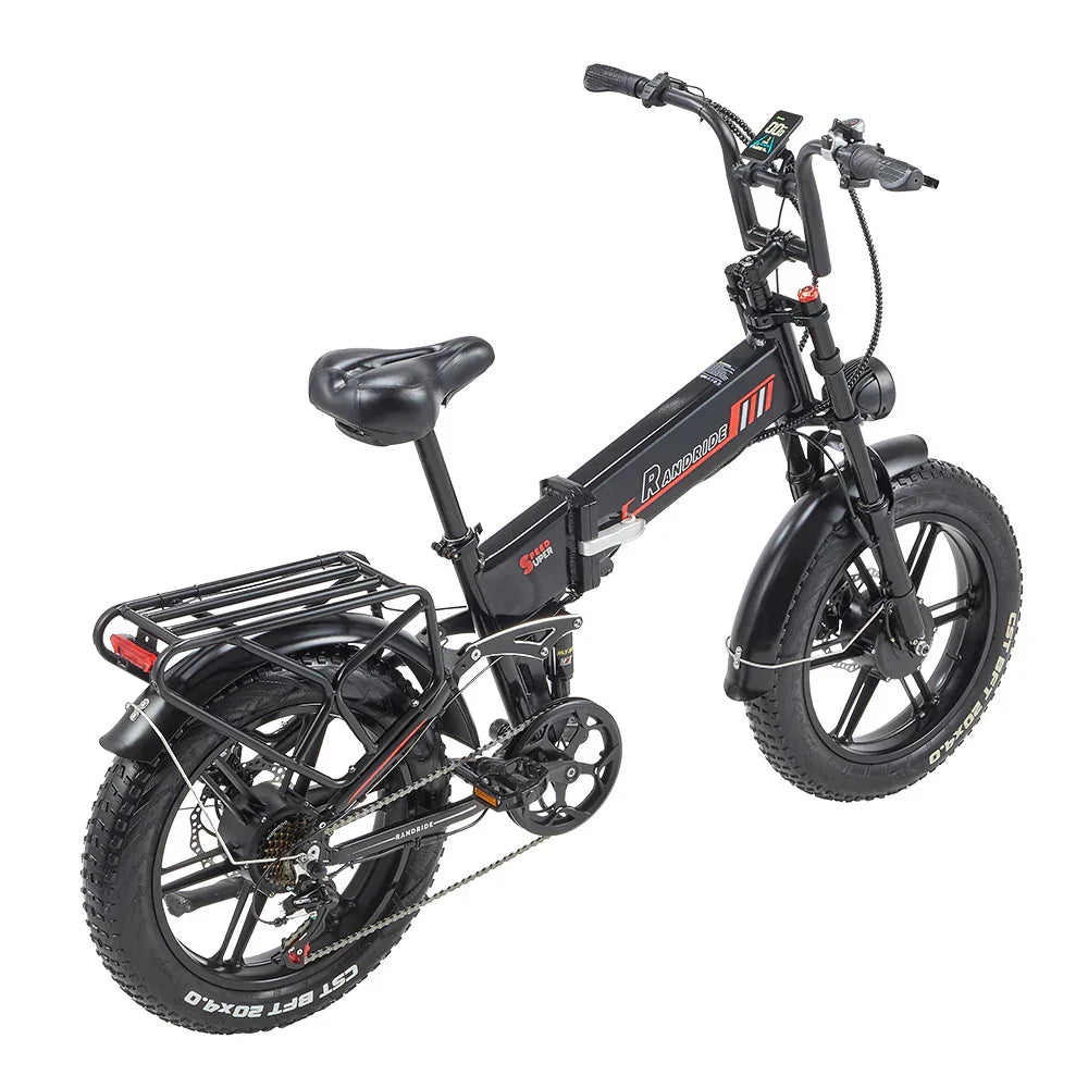 RANDRIDE YX20M Folding Electric Bike – 1000W Motor | 48V 17Ah Battery | 20″ × 4.0″ Fat Tyres | Full Suspension | Up to 90km Range | Folding All-Terrain E-Bike