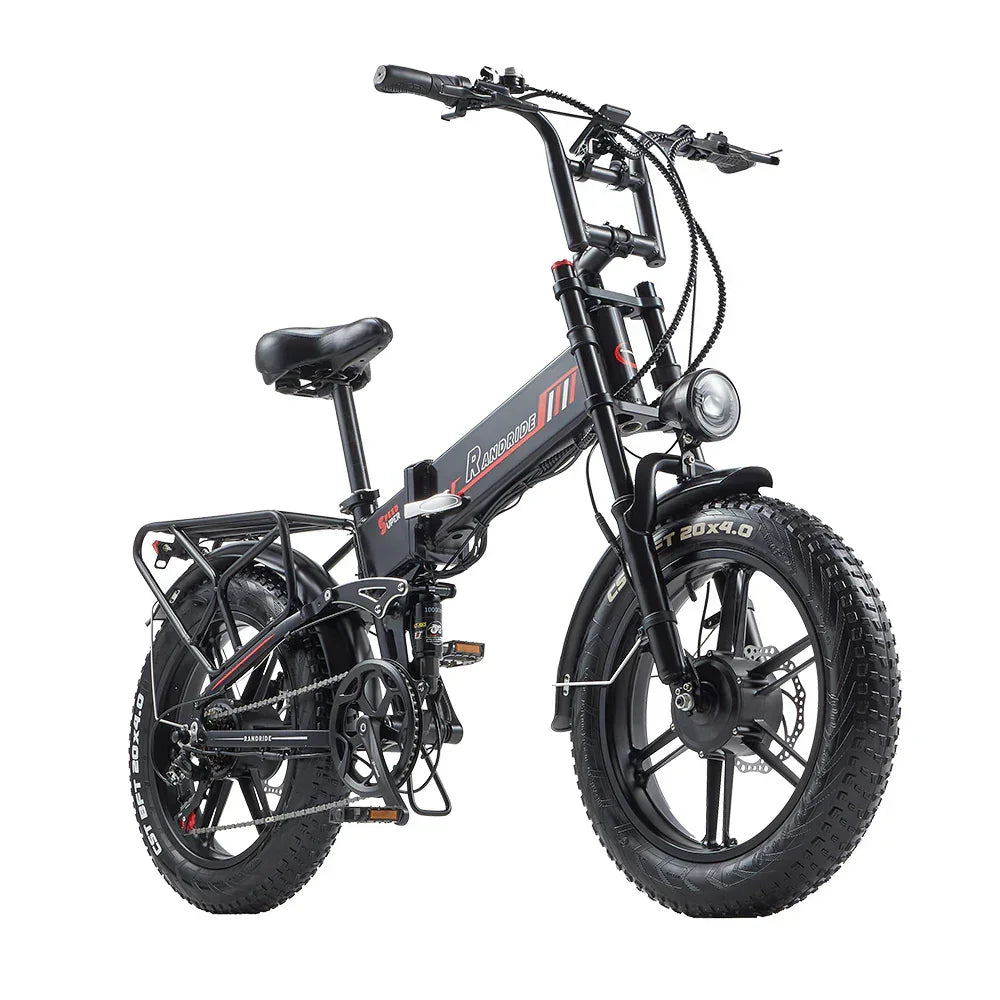 RANDRIDE YX20M Folding Electric Bike – 1000W Motor | 48V 17Ah Battery | 20″ × 4.0″ Fat Tyres | Full Suspension | Up to 90km Range | Folding All-Terrain E-Bike