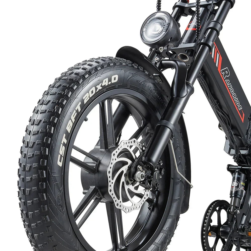 RANDRIDE YX20M Folding Electric Bike – 1000W Motor | 48V 17Ah Battery | 20″ × 4.0″ Fat Tyres | Full Suspension | Up to 90km Range | Folding All-Terrain E-Bike