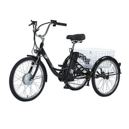 GOGOBEST GF100 Electric City Tricycle Cargo E-Bike – 350W Motor | 36V Battery (15Ah / 20Ah Variant) | 24″ Wheels | Rear Cargo Basket | Up to 90km Range | Stable 3-Wheel Utility E-Bike
